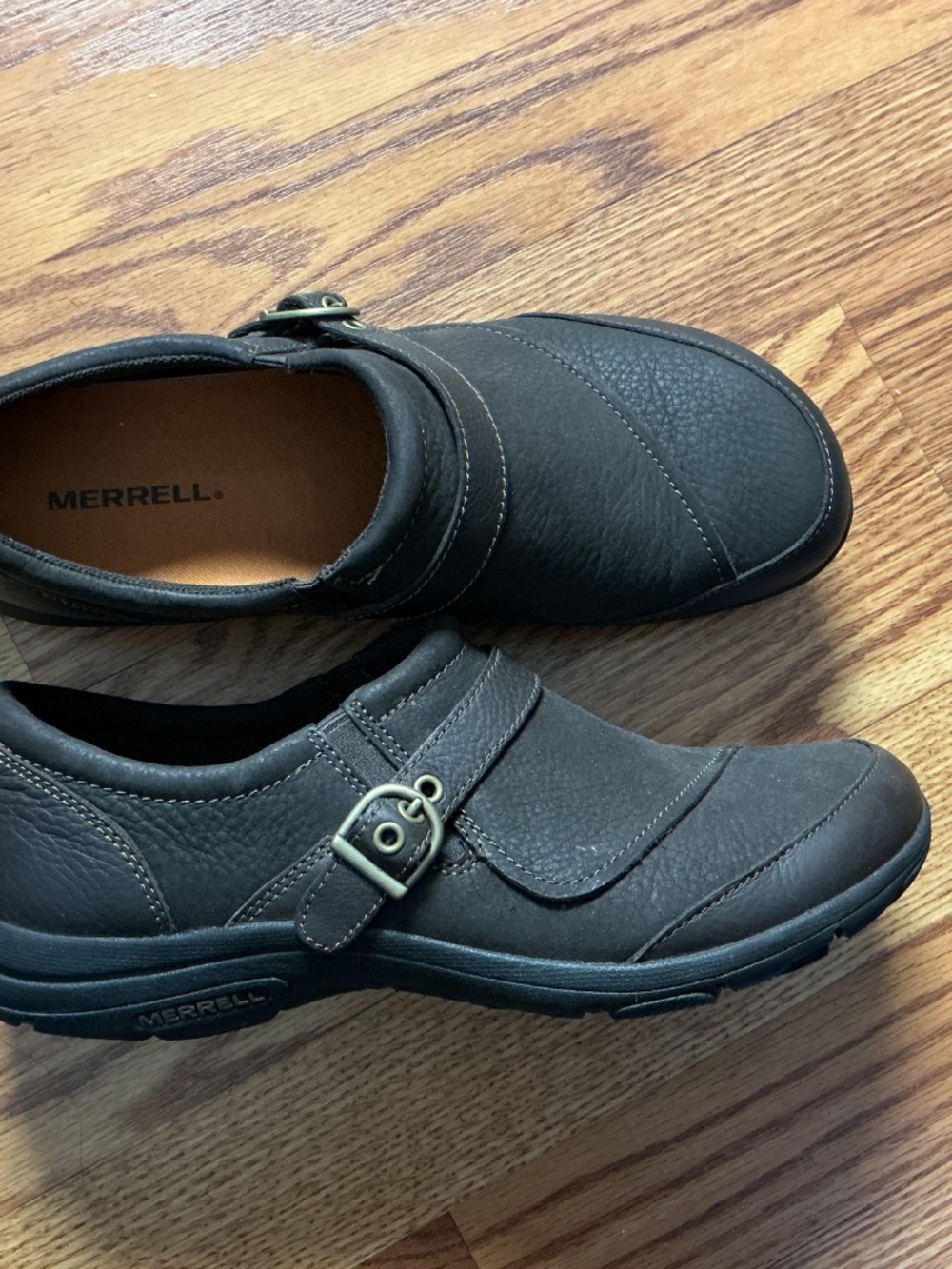 MERRELL Dassie Buckle Slip On Shoes Leather Sz 9.5 US Espresso Brown J69082 - Picture 2 of 4
